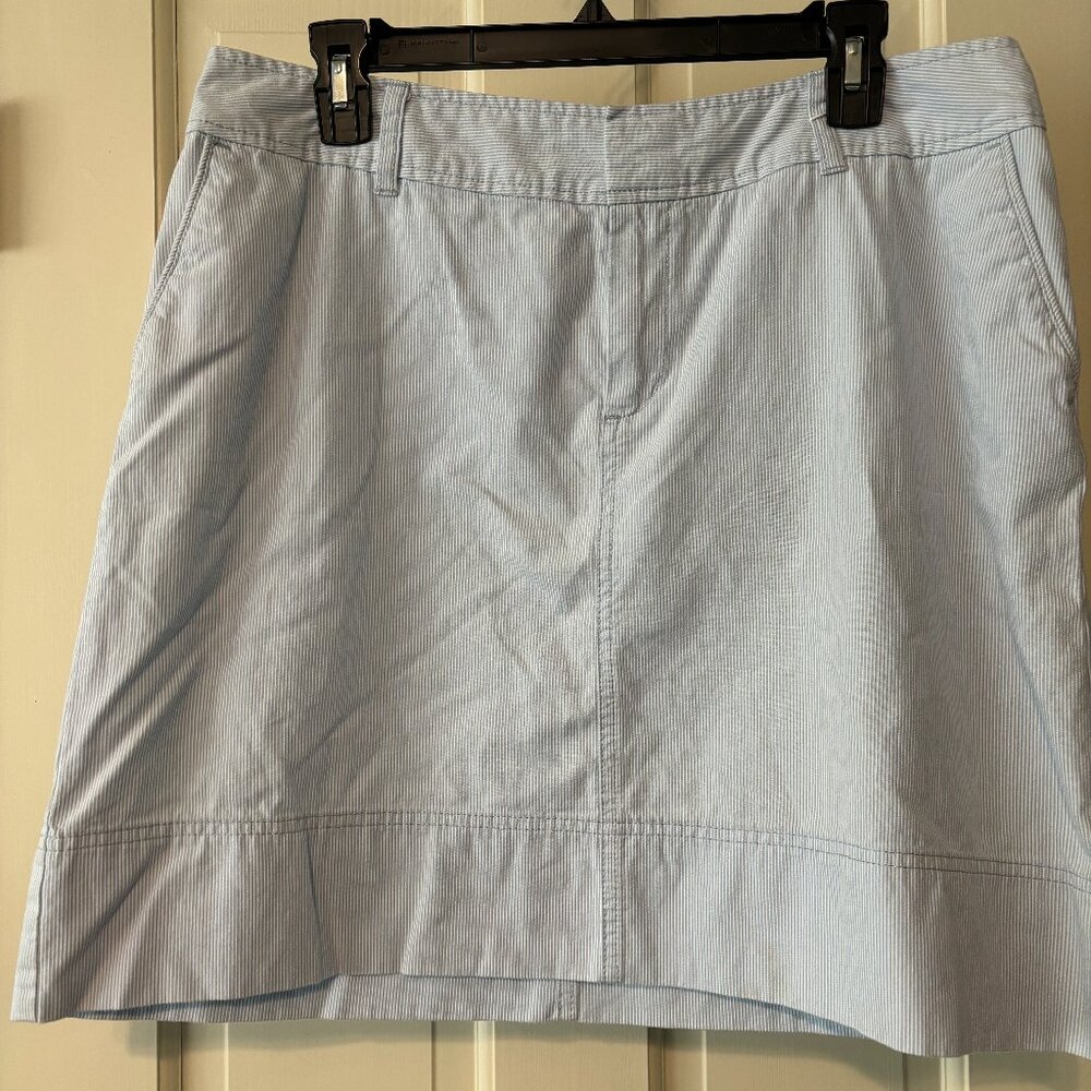 MERONA  LADIES SIZE 12 A-LINE SKIRT BLUE & WHITE STRIPED SHORT SKIRT